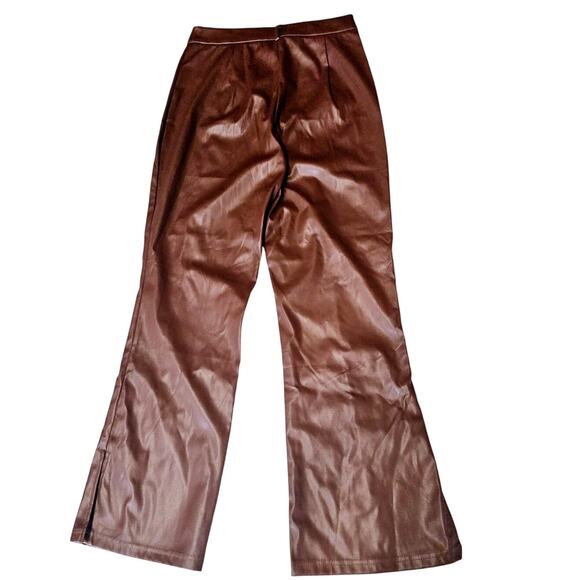 NEW Brown Vegan Leather High Rise Boot Pants Women's 6 US 3242 - Picture 1 of 9